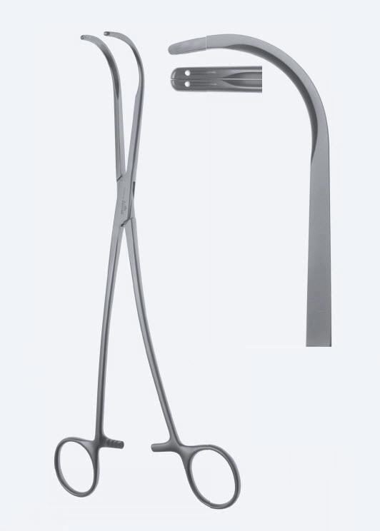 Зажими, хірургічні, для перев'язки, "Semb", вигнуті, щелепи з канавкою, з кремальєрою, 240 мм, 9 1/2"